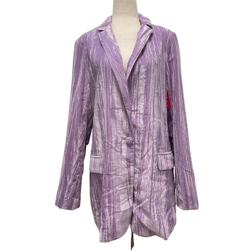 Buddy Love Heff Crushed Velvet Lavender Blazer Size Medium